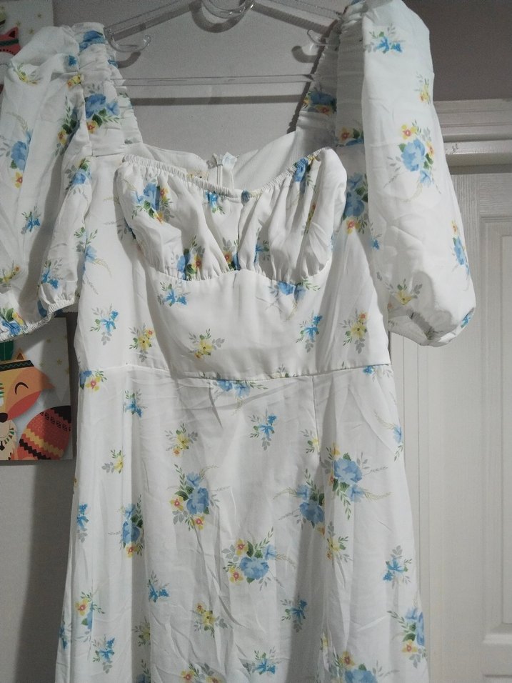 Pamuklu Bohem Çiçekli Uzun Elbise - Görsel 2