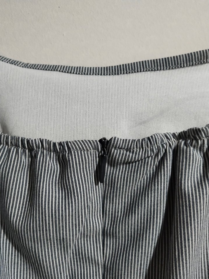 Gri Keten Midi Askılı Elbise - Görsel 5