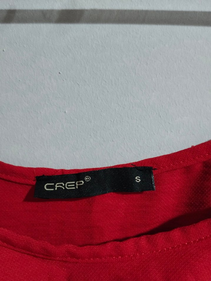 Kırmızı Fırfırlı Midi Keten Elbise - Görsel 3