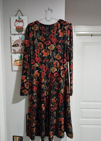 Bohem Uzun Kollu Desenli Kadın Triko Elbise - Görsel 5