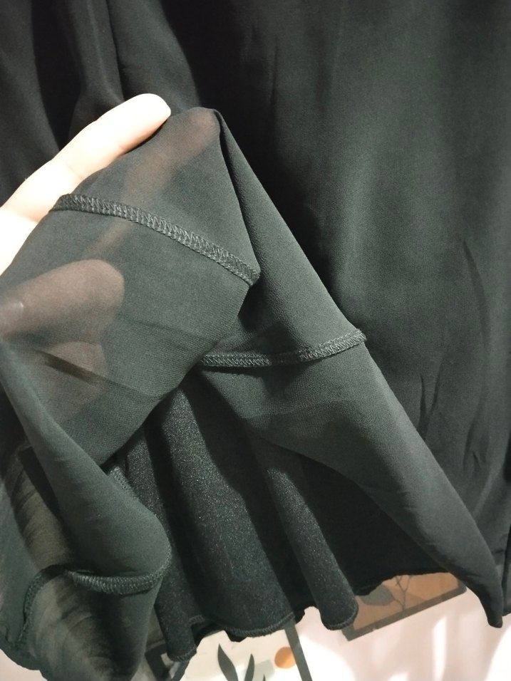 Siyah Drapeli V Yaka Midi Elbise - Görsel 4