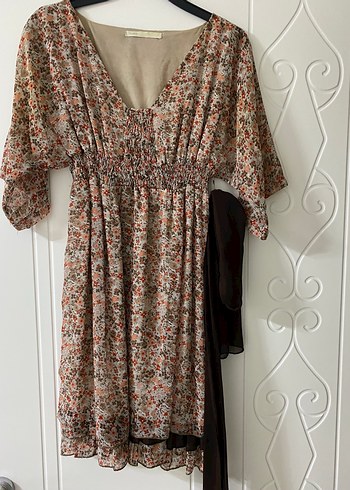 Batik Bohem V Yaka Midi Elbise