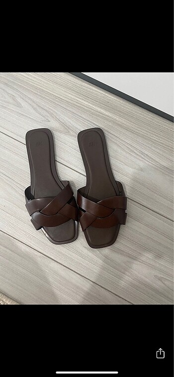 39 Beden kahverengi Renk H&M örme şeritli sandalet