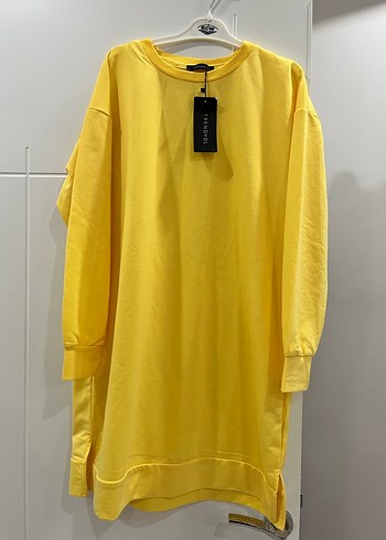 Sarı Uzun Kollu Salaş Kadın Tunik - Görsel 3