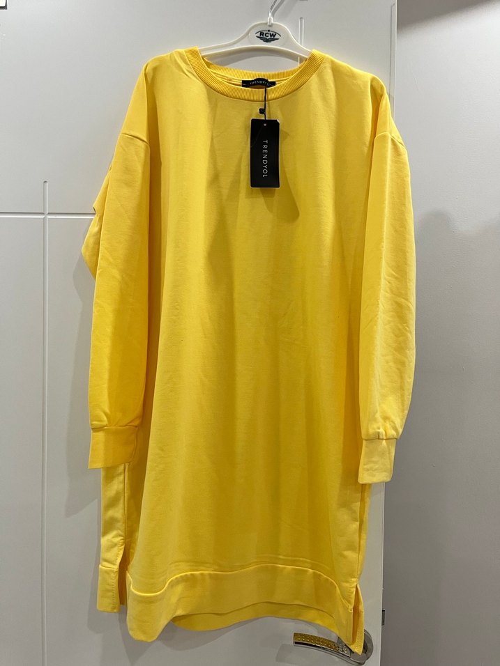 Sarı Uzun Kollu Salaş Kadın Tunik - Görsel 3