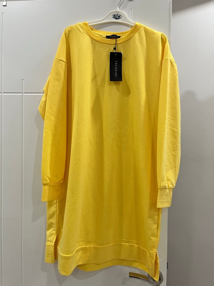 Sarı Uzun Kollu Salaş Kadın Tunik - Görsel 4