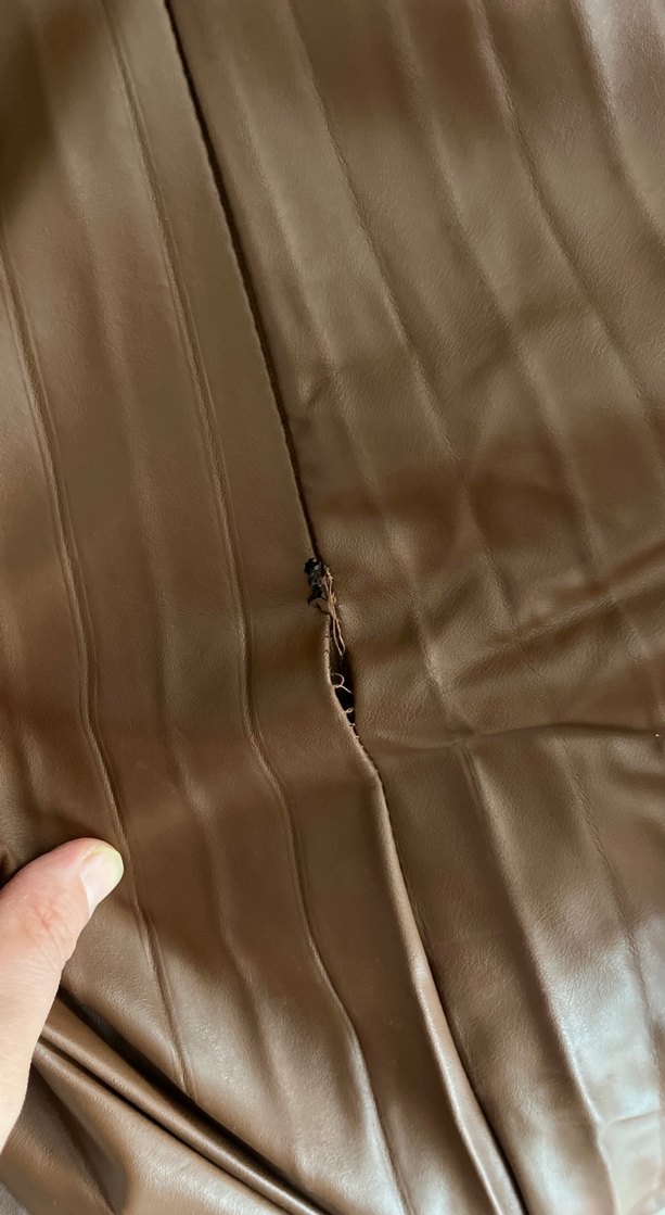 Kadın Kahverengi Deri Pileli Uzun Etek - Görsel 3