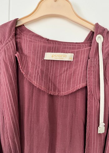 Gül kurusu Kapüşonlu Uzun Kadın Elbise - Görsel 2