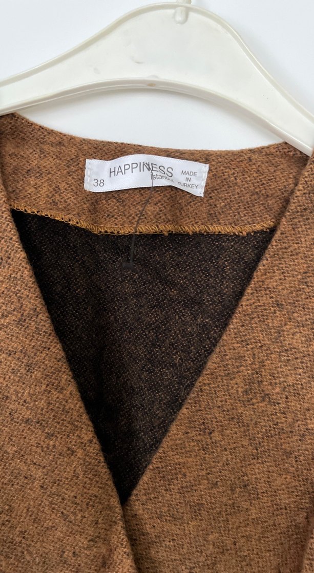 Kahverengi Kuşaklı kaşe ceket - Görsel 3