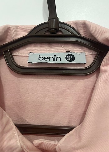 Pudra düğmeli kot keten uzun ceket - Görsel 3