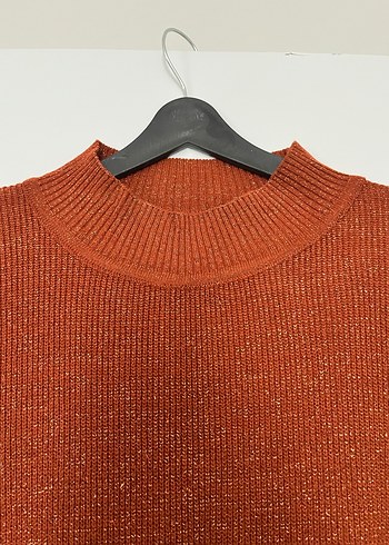 Simli parlak Kahverengi Kadın triko Uzun Elbise - Görsel 4