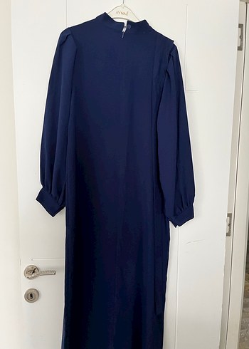 Lacivert Uzun Kemerli Şık Elbise - Görsel 3