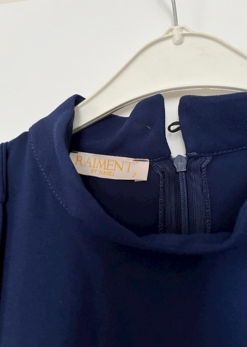 Lacivert Uzun Kemerli Şık Elbise - Görsel 4