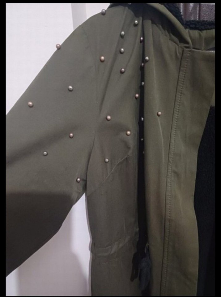 Düğmeli Haki Süet Uzun Kadın Kaban - Görsel 4