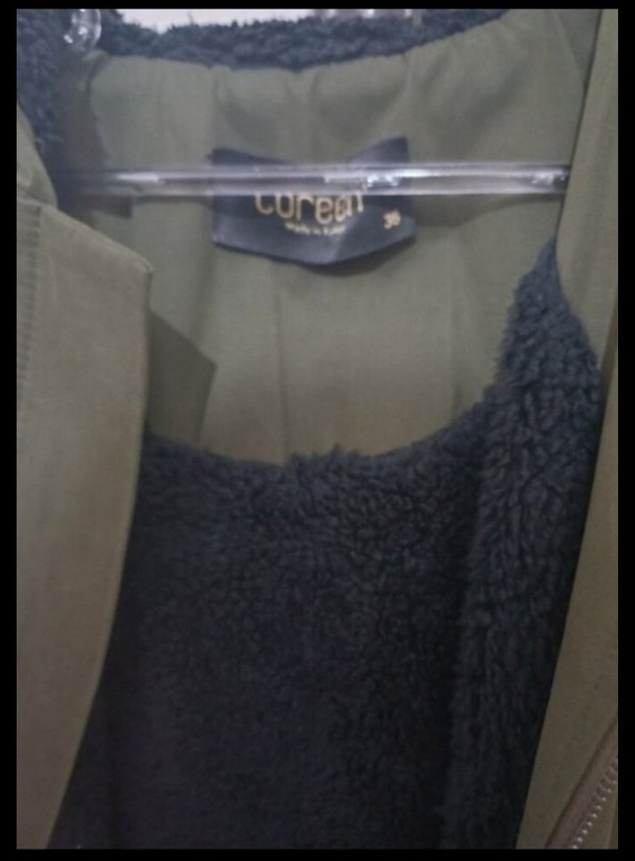 Düğmeli Haki Süet Uzun Kadın Kaban - Görsel 5