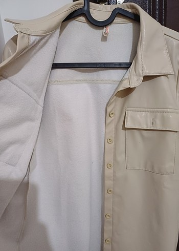 Düğmeli Bej Deri Çocuk Gomlek Ceket - Görsel 4