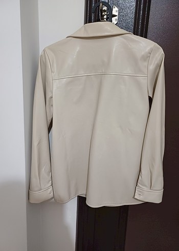 Düğmeli Bej Deri Çocuk Gomlek Ceket - Görsel 2