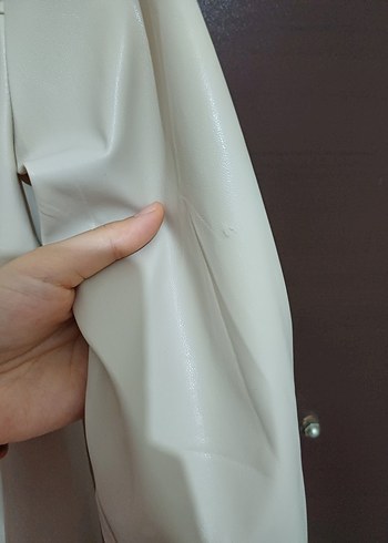 Düğmeli Bej Deri Çocuk Gomlek Ceket - Görsel 5