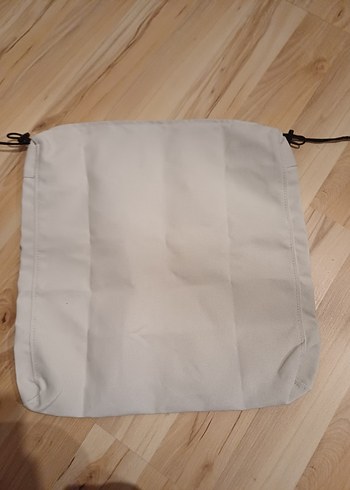 Bej Düz Kırlent Kılıfı Bağcıklı - Görsel 2