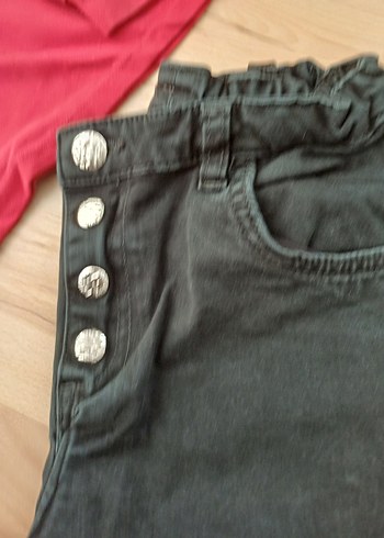 Kız Çocuk Denim Düğmeli Pantolon ve Uzun Kollu Tişört - Görsel 6