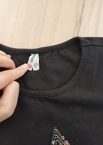 Kız Çocuk Denim Düğmeli Pantolon ve Uzun Kollu Tişört - Görsel 3