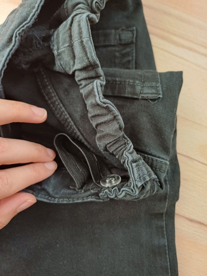 Kız Çocuk Denim Düğmeli Pantolon ve Uzun Kollu Tişört - Görsel 5