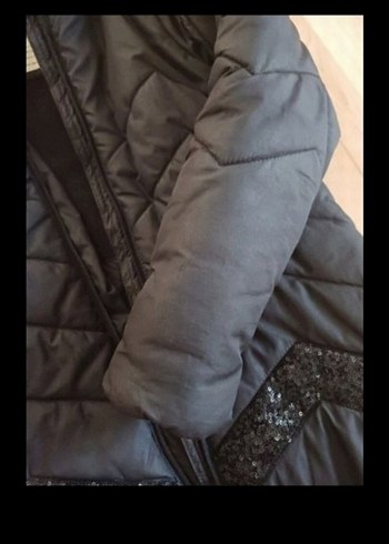 Kız cocuk Siyah Uzun Kollu Kış Montu - Görsel 5