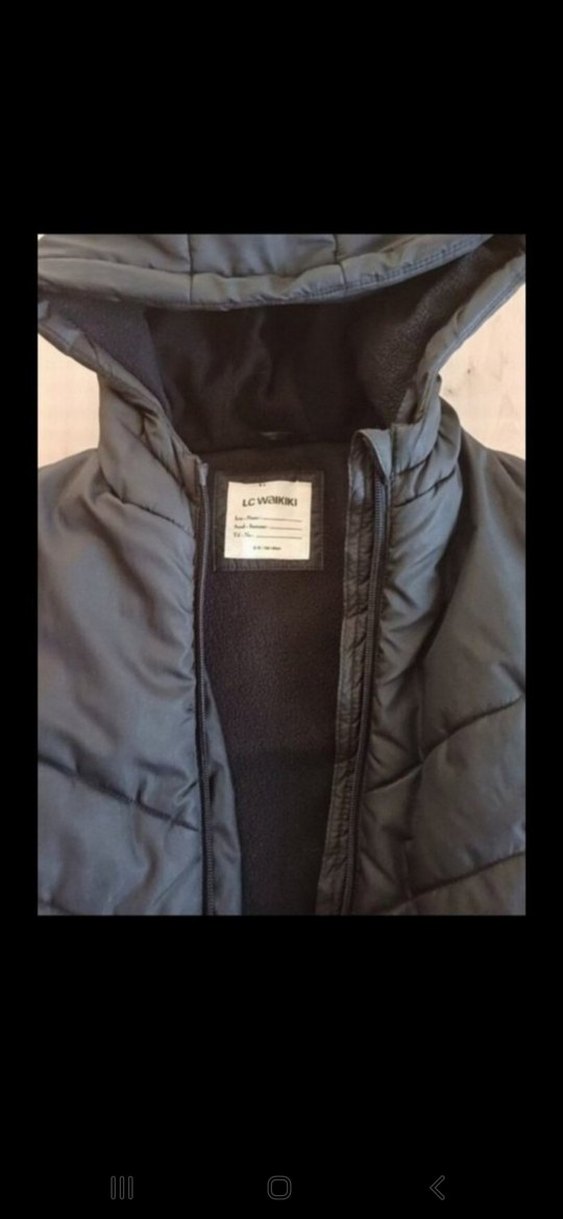 Kız cocuk Siyah Uzun Kollu Kış Montu - Görsel 4