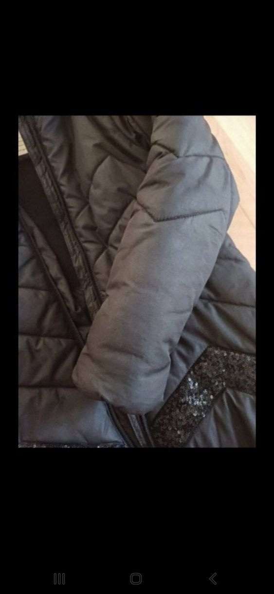 Kız cocuk Siyah Uzun Kollu Kış Montu - Görsel 5