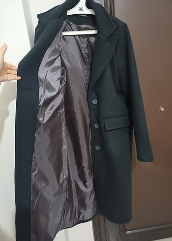 Antrasit Düğmeli Uzun Kase Kaban - Görsel 3