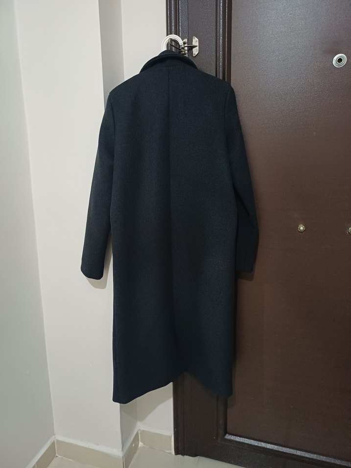 Antrasit Düğmeli Uzun Kase Kaban - Görsel 2