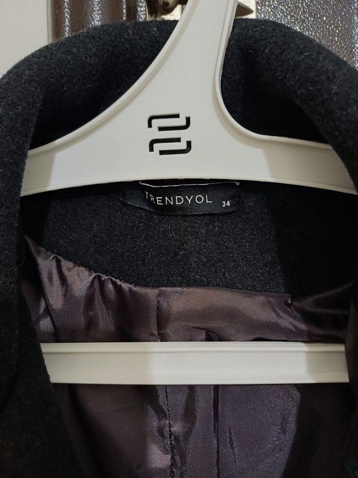 Antrasit Düğmeli Uzun Kase Kaban - Görsel 4