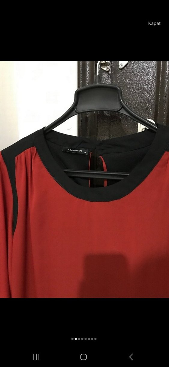 Kırmızı Uzun Kollu Salaş Tunik - Görsel 2