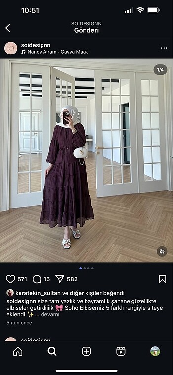Bordo tesettür elbise