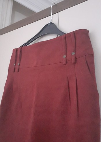 New Romantics Bordo Kemerli Midi Mini Etek