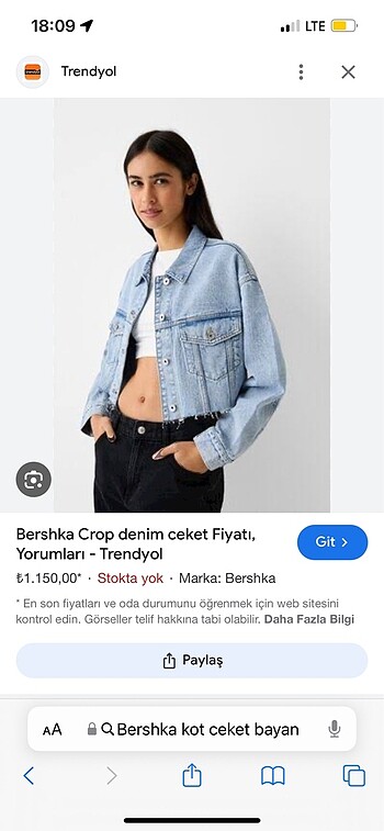 Bershka crop kot ceket