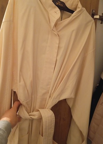 Bej Uzun Kadın Trençkot - Görsel 3