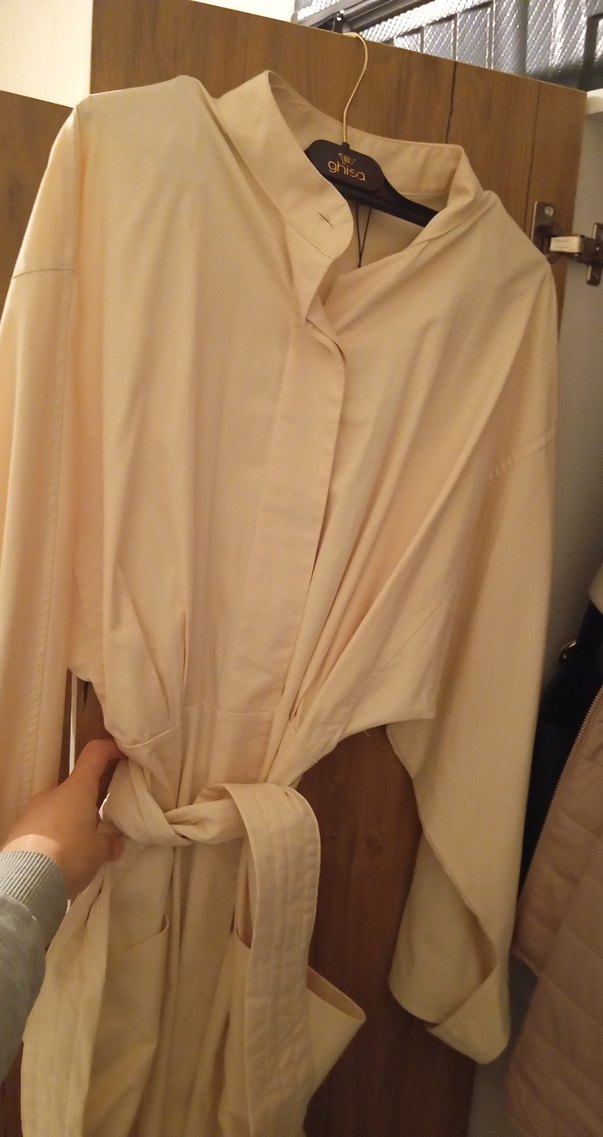 Bej Uzun Kadın Trençkot - Görsel 3