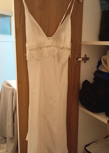 Nakışlı Beyaz yeni gelin sabahlığı - Görsel 3