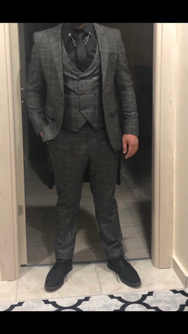 Gri Modern Erkek Takım Elbise - Görsel 2