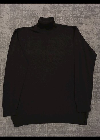 Erkek Siyah Boğazlı Örme Sweatshirt - Görsel 4