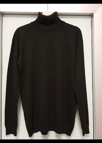 Erkek Siyah Boğazlı Örme Sweatshirt - Görsel 2