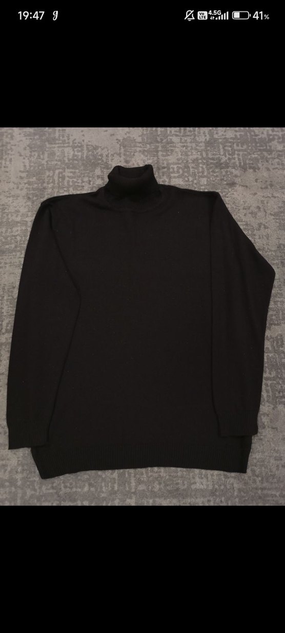 Erkek Siyah Boğazlı Örme Sweatshirt - Görsel 4