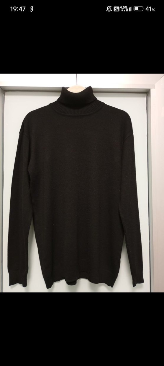 Erkek Siyah Boğazlı Örme Sweatshirt - Görsel 2