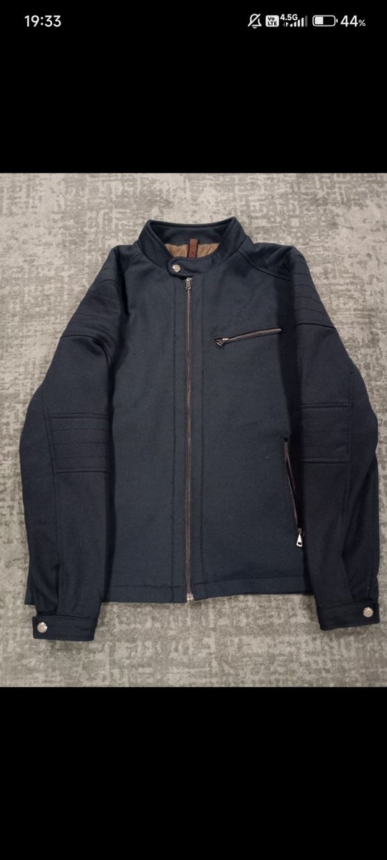 Erkek Lacivert Denim Biker Ceket - Görsel 4