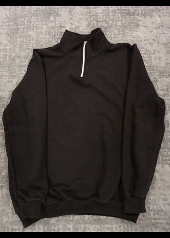 Erkek Siyah Yarım Fermuarlı Sweatshirt - Görsel 4