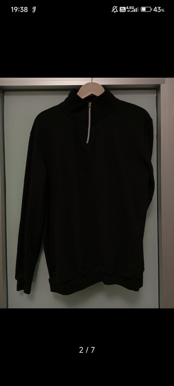 Erkek Siyah Yarım Fermuarlı Sweatshirt - Görsel 2