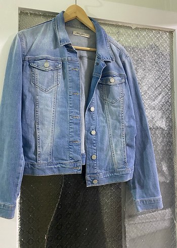 Düğmeli Mavi Kadın Denim Ceket