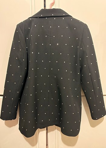 Taş Detaylı Siyah Kadın Blazer Ceket - Görsel 5