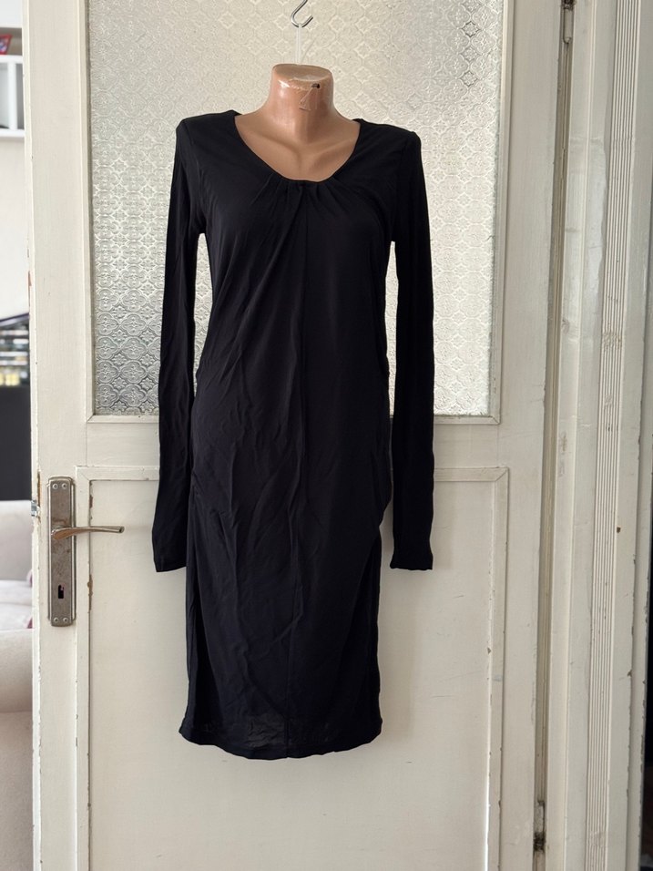 Siyah Uzun Kollu Elbise - Görsel 3